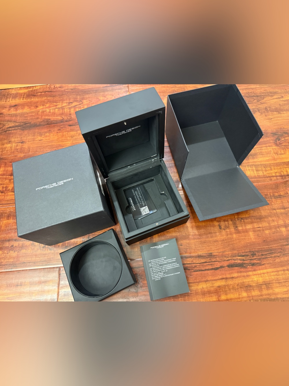 Porsche Design Black Warranty & Info Cards Watch box set